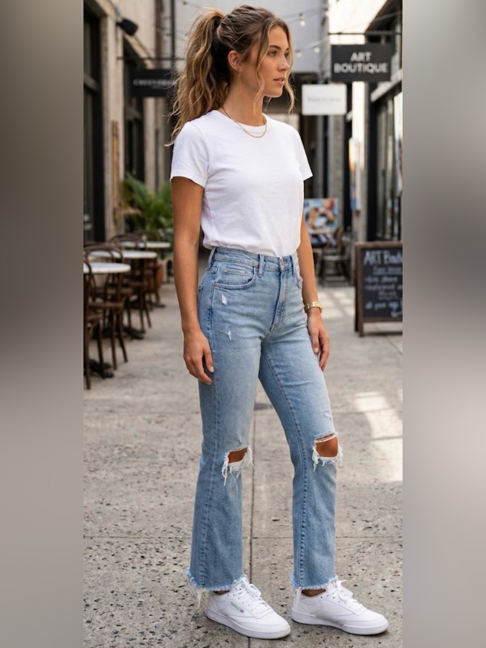 MOTHER The hustler ankle fray-Teaming up Distressed Jeans